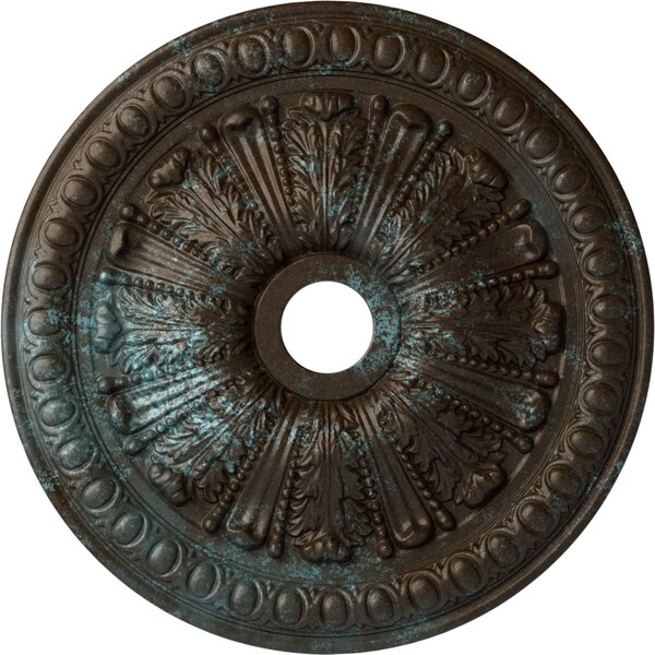 Ekena Millwork Tomango Egg & Dart Medallion (Canopies up to 6 3/4"), 27 7/8"OD x 3 7/8"ID x 2 1/2"P, Bronze Blue CM27TOBBS - main